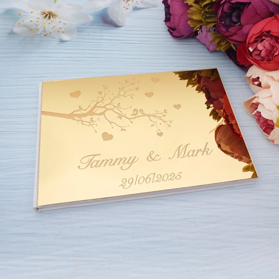 Creative Wedding Signature Guest Book Personalized Mirror Cover Custom Name Party Decor Favors Gift Different Design