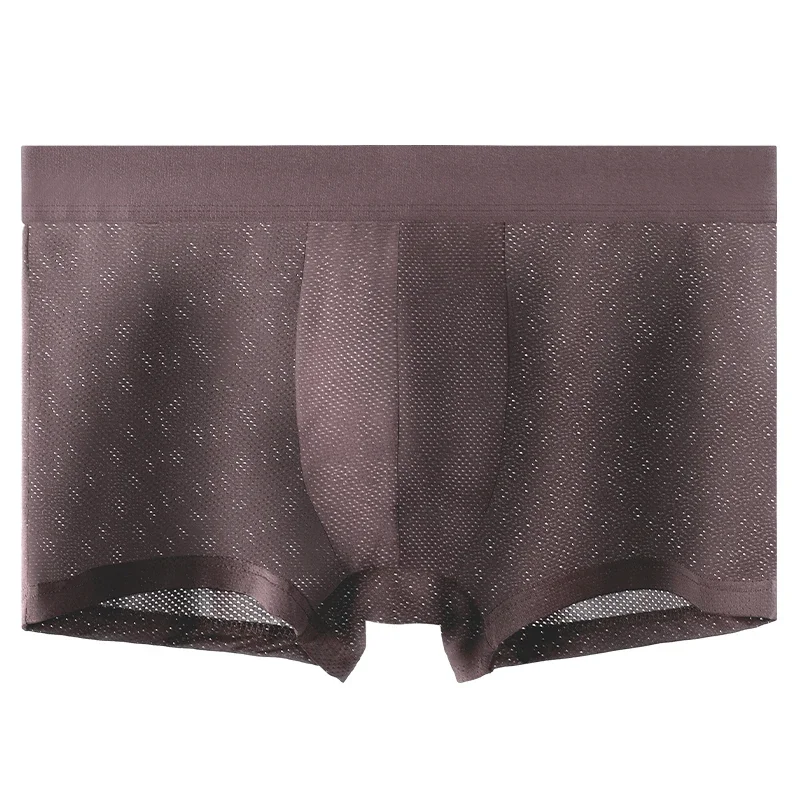 Men's ice silk antibacterial underwear breathable mesh pants summer thin flat angle comfortable boxer shorts slit
