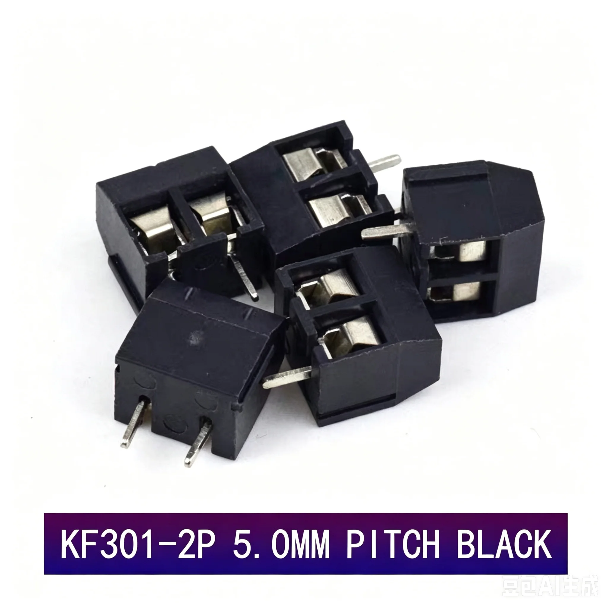 20 STKS/PARTIJ KF301-2P KF301-5.0-2P KF301 Schroef 2Pin 5.0mm Rechte Pin PCB Schroef Blok zwart