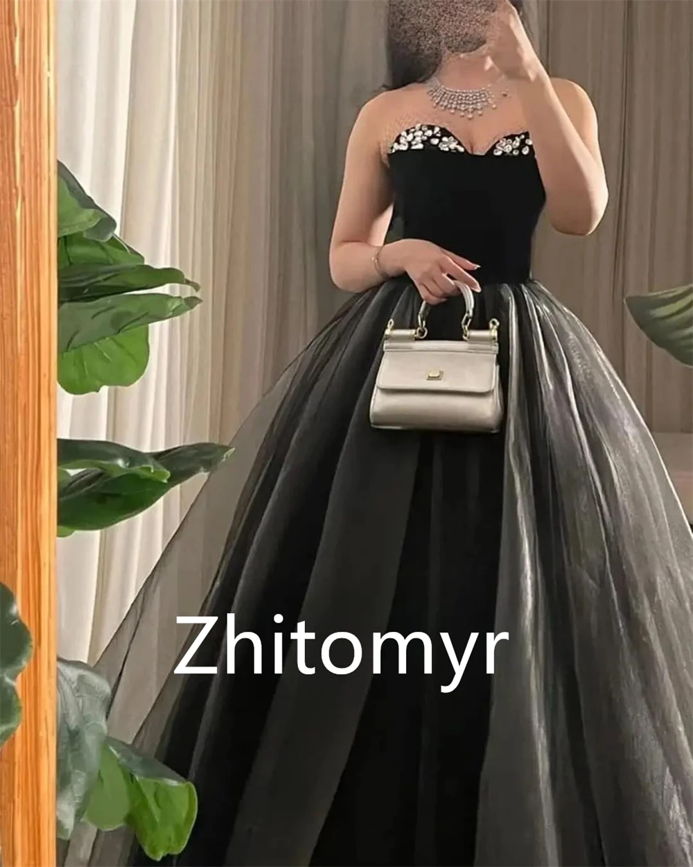 Customized Matching High Quality Strapless Ball gown Formal Ocassion Gown Beading Floor length Skirts Organza Evening Dresses 프롬