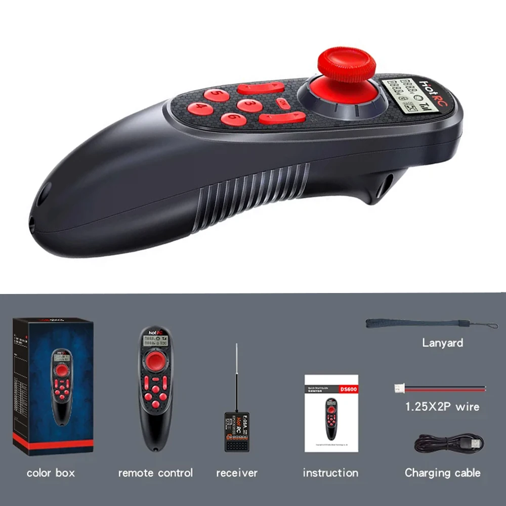 HOTRC DS-600 6CH 2.4GHz Radio System Transmitter Remote Controller   with F-06A Channel Receiver for RC Boat