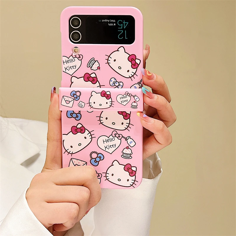 Sanrio-ハローキティの電話シェル,ストラップ付きのカラフルなケース