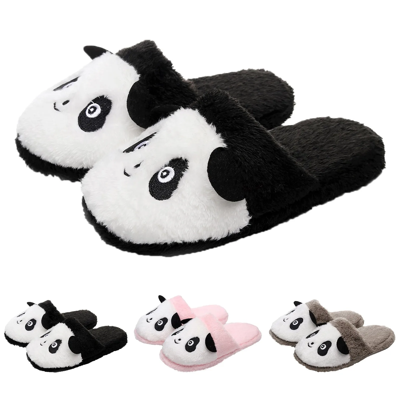 Warm Cute Panda House Slippers Soft Non Slip Fleece Plush Home Shoes Non-Slip 2024 Fashion Shoes Winter Fluffy Slippers Zapatos