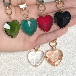 Exquisite Crystal Heart Love Keychains Keyring For Women Glass Bling Cute Simple Transparent Bag Airpods Box Car Key Accessories