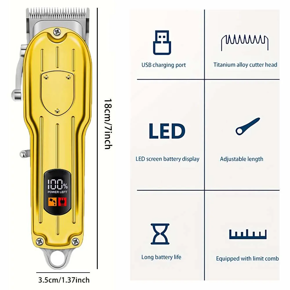 ماكينة قص كهربائية احترافية للرجال، مجموعة تشذيب اللحية على شكل حرف T، مجموعة قص الشعر مع شاشة LED، هدية للرجال
