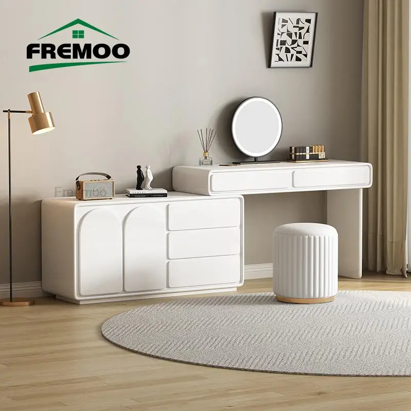 

Simple Modern Makeup Table Bucket Cabinet Integrated Solid Wood Dressing Table For Bedroom Cabinets White Dresser