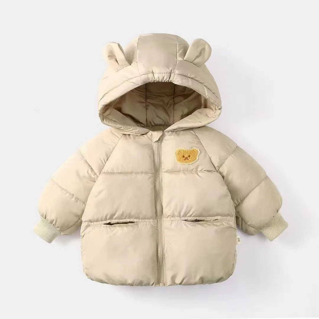 

2024 new children's down cotton jacket autumn and winter cartoon ears warm cotton jacket 2-6 year old girl winter jacket