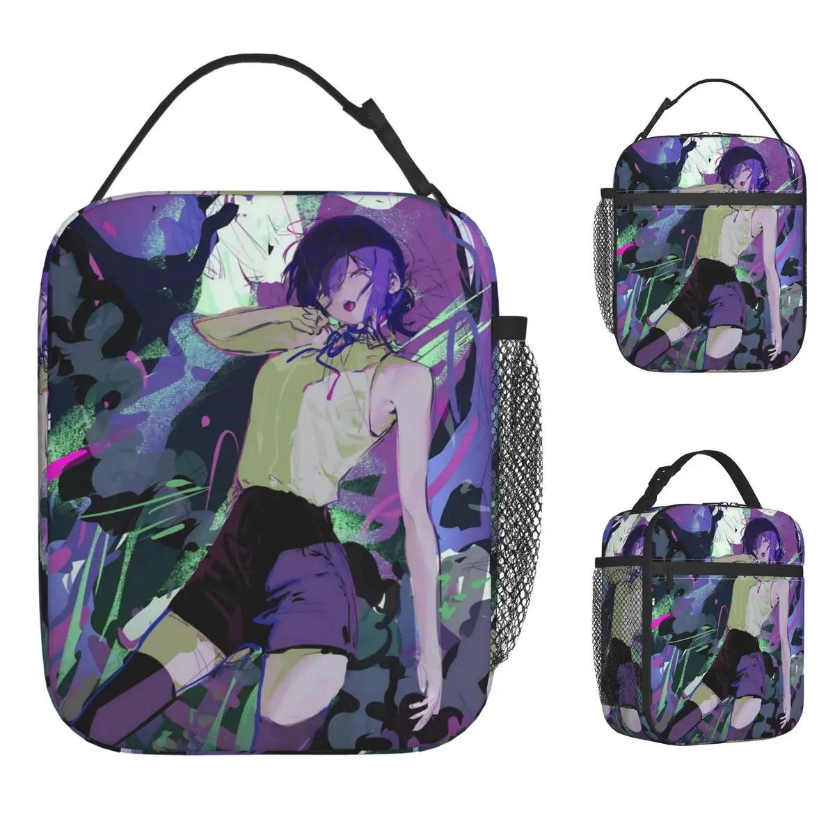 Reze فيلم بالمنشار رجل مانغا معزول أكياس الغداء قدرة عالية قابلة لإعادة الاستخدام حقيبة حرارية علب الاغذية حمل الشاطئ نزهة فتاة صبي #1