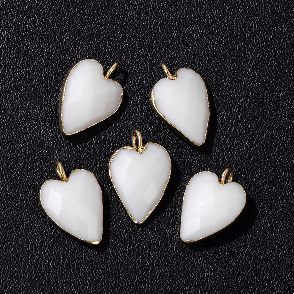 Faceted Heart Shape Amazonite Stone Pendant Natural Labradorite Quartzs Cute Charms For Jewelry Making Earrings Necklace DIY
