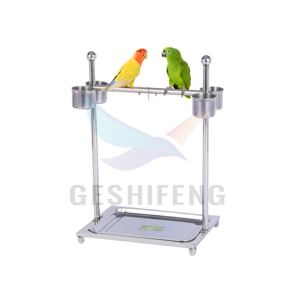 Birdstand Metal S M L Size Parrot Stand Parrot Perch Stainless Steel Parrot Playstand Bird Play Stand With Feeding Bowls