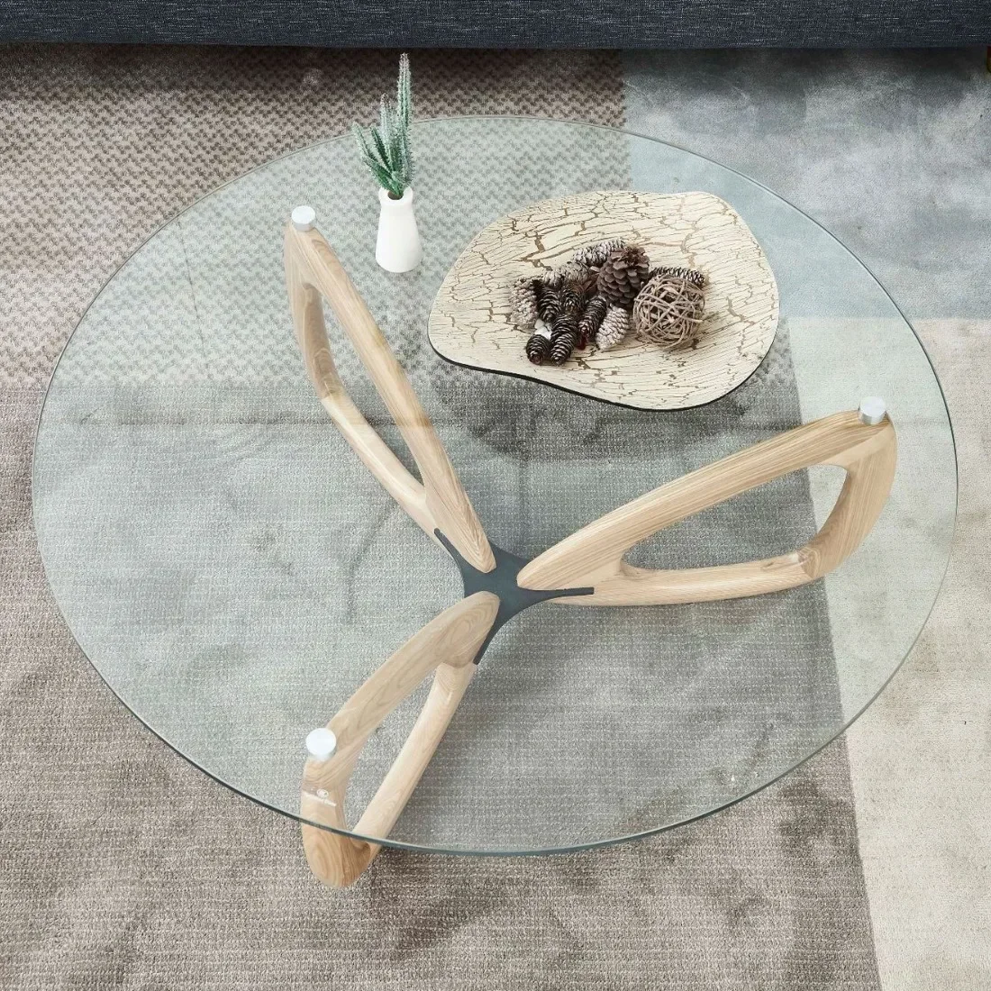 نورديك، مصمم، حديث، بسيط، خشب متين، فاخر خفيف، طاولة قهوة، شقة صغيرة، مقسى، زجاج، فراشة، مستديرة