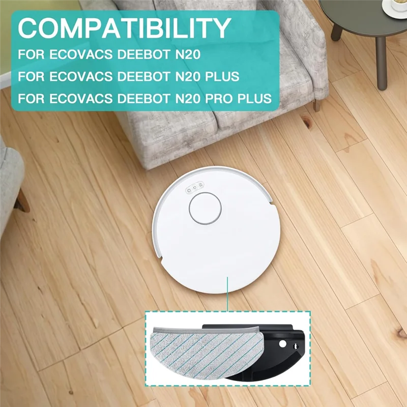 ABGP-Mop الملابس مع لوحات الممسحة ل Ecovacs Deebot N20 / N20 Plus / N20 Pro Plus جهاز آلي لتنظيف الأتربة ممسحة الوسادة حامل الممسحة