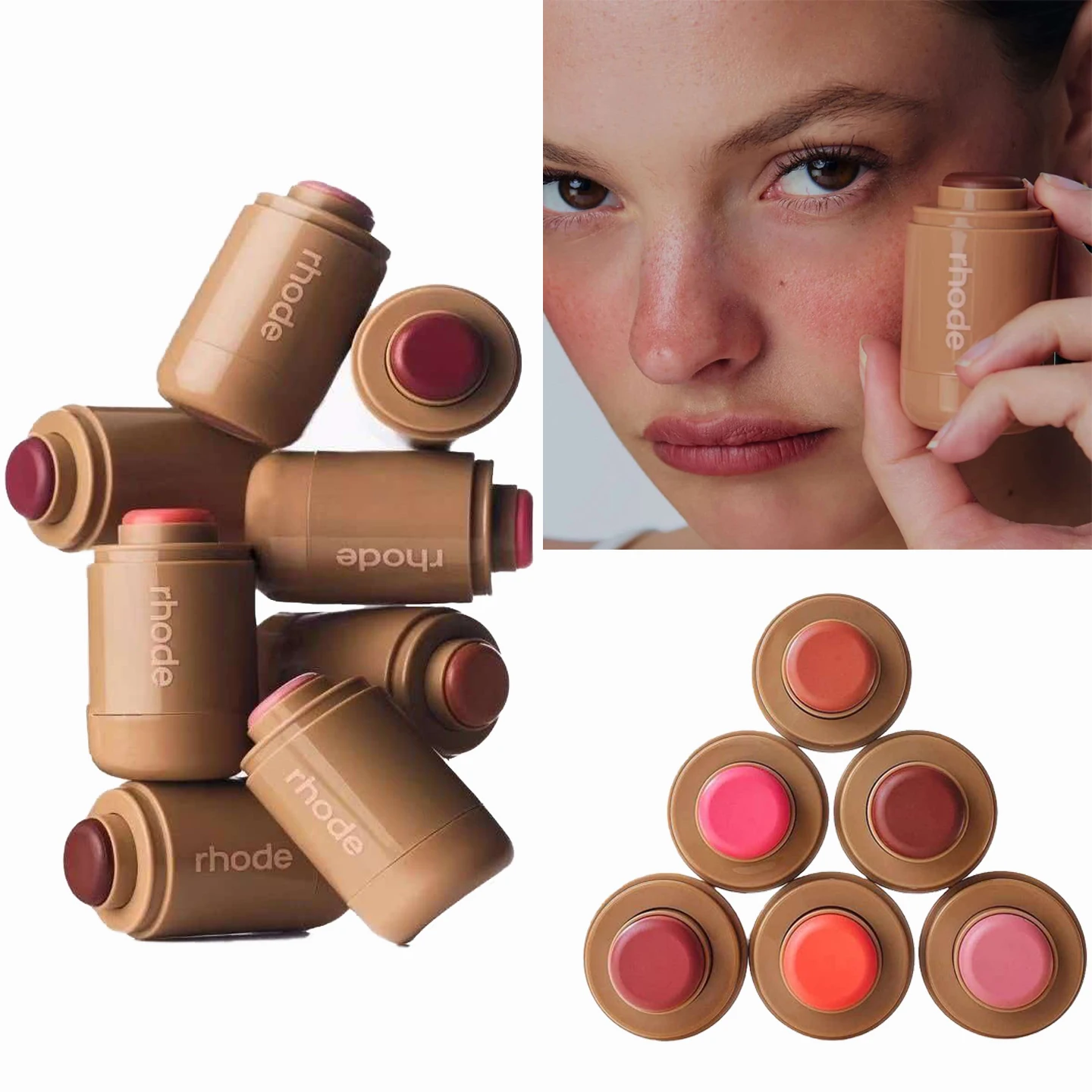 Rhode Skin Pocket Blush Stick Lip Cheek Hydrating Stick Natural Rouge Powder Blusher Cream Lipstick Cheek Candy Color Teacup