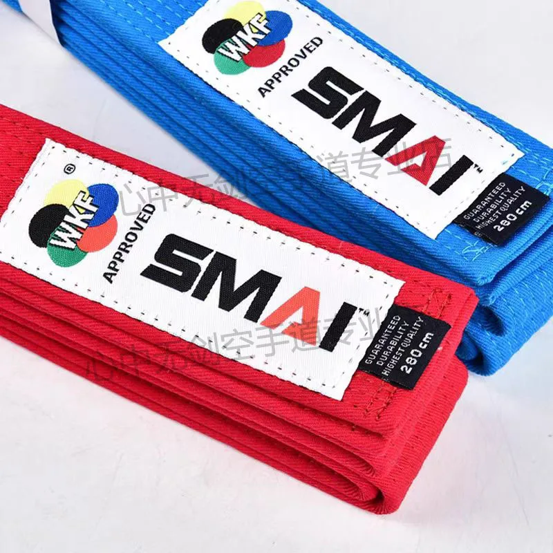 SMAI Karate Competition Red Blue Belt WKF Certified Empty Hand Shape Belt Middle Hollow Association Designated Brand