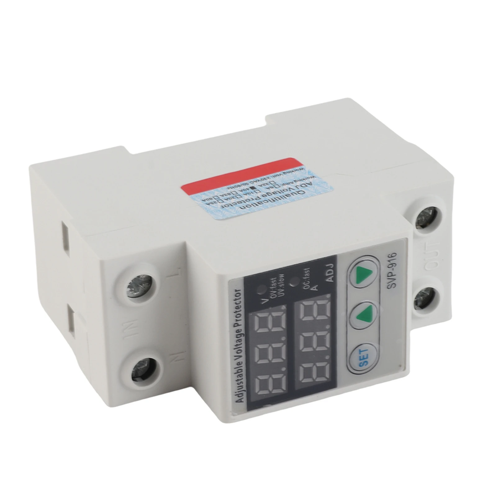 230VAC Intelligent Single Phase Adjustable Over Voltage Under Voltage Current Protector