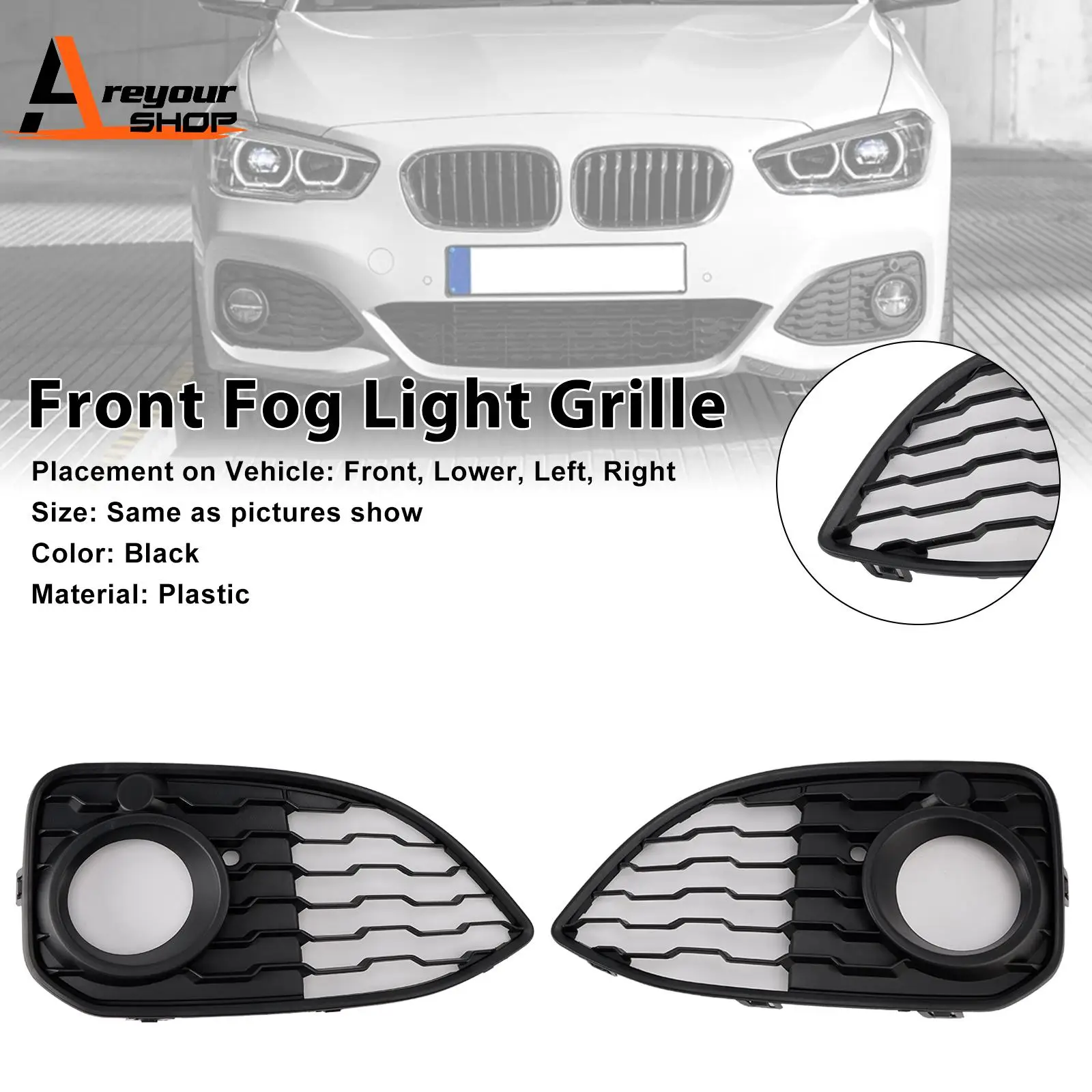 

2PCS Fog Light Cover Grille Fit for BMW 1 Series F20 F21 LCI M-Sport 2015 2016 2017 2018 2019