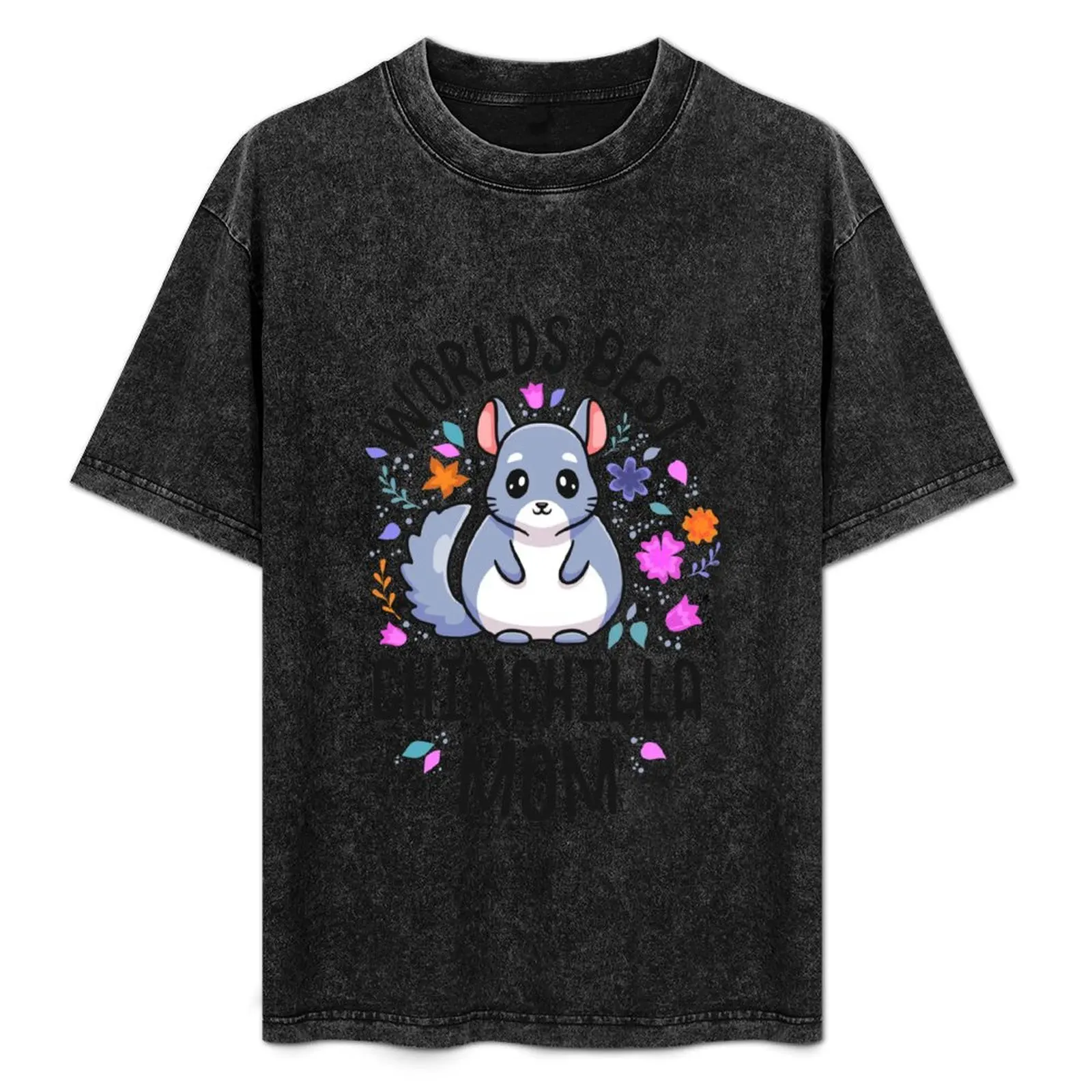 

Worlds Best Chinchilla Mom Shirt Cute Floral Kawaii Mama T-Shirt Daily Wear Plain Short Sleeve Shirt