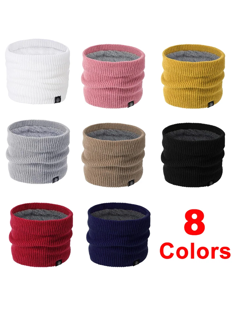 AliExpress garvonti Unisex Winter Warm Scarf Thicken Fleece-Lined Knitted Neck Gaiter Outdoor Cycling Scarves Fashion Simple Solid Color Mask Scarf