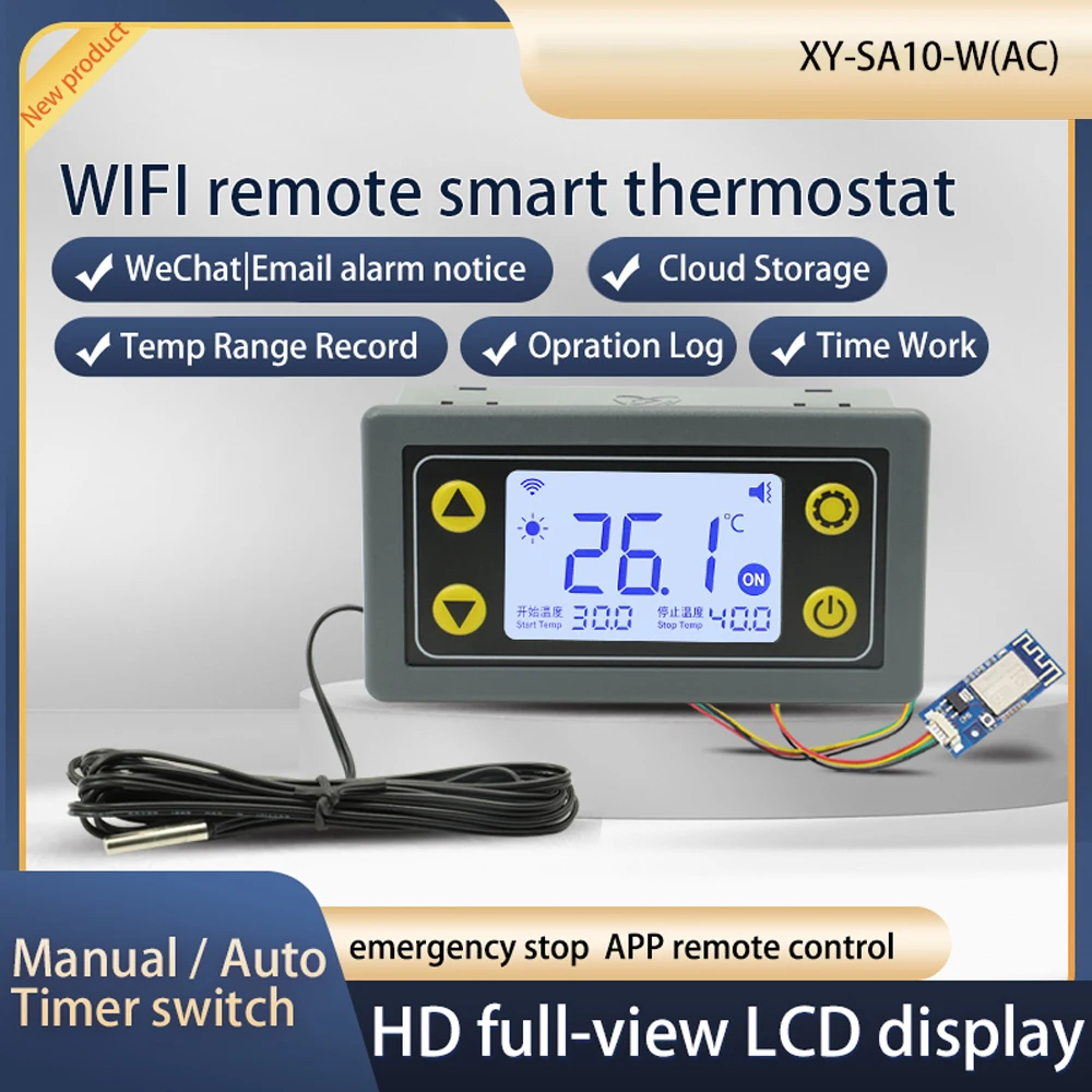 Wifi Termostato Controlador de Temperatura Display Digital Regulador Temperatura 1ch Interruptor Relé Sa10 Dc630v Ac110220v 10a 30a