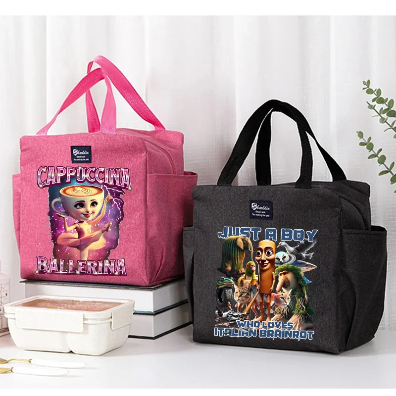 Italian Brainrot Animals Lunch Pack Insulated Bag Tung Tungtung Sahur Cooler Food Thermal Box Funny Shark Tote Picnic Kids Gift