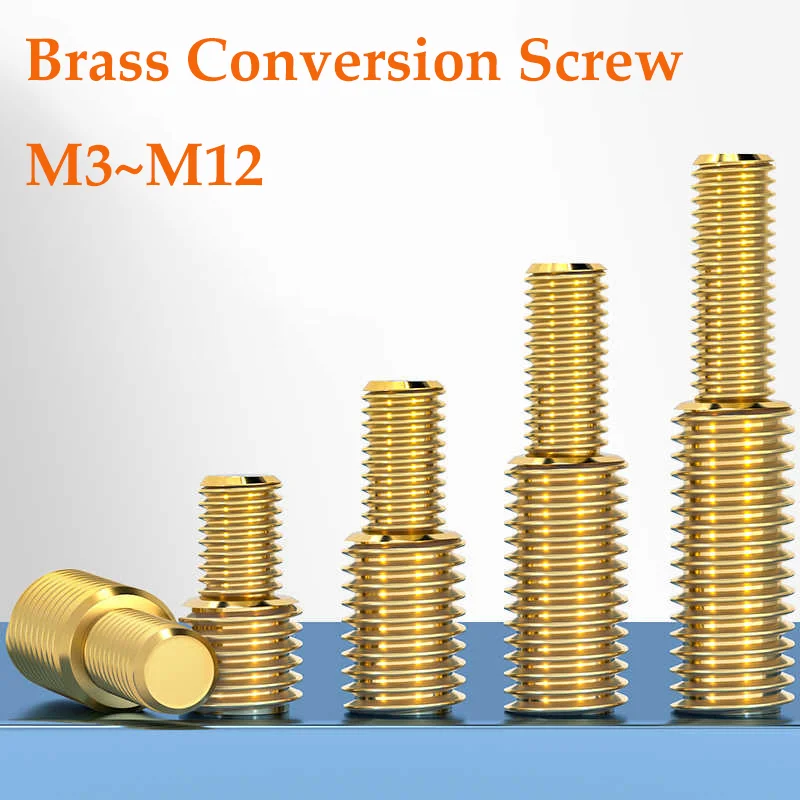 Brass Double Head Transfer Endless Reducing Screw Thread M3 M4 M5 M6 M8 M10 Adapter Male-Male Conversion Adjusting Computer Bolt