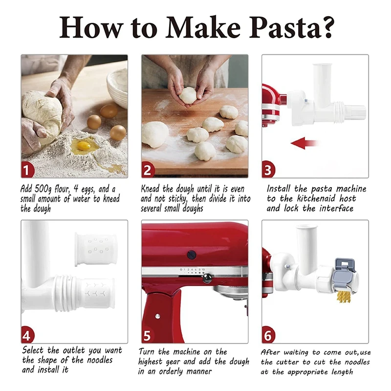 Gourmet Pasta Attachment For Kitchenaid Mixer, Pasta Maker Attachment Set With 6 Different Shapes Pasta Press Outlet