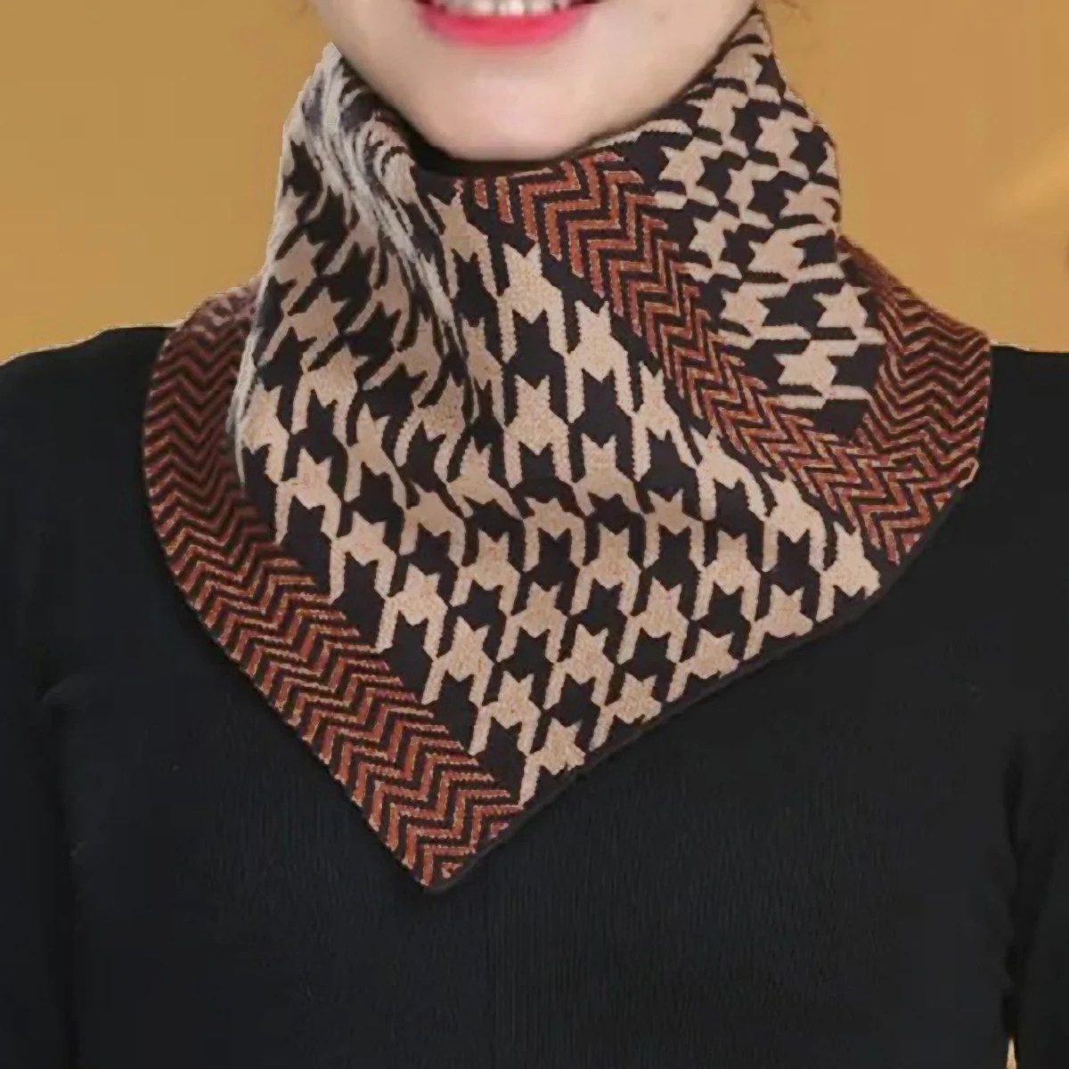 New Fashion Knitted Ring Scarf Women Winter Scarf Plaid Thick Detachable Collar Version Versatile Neck Cover Triangle Scarf