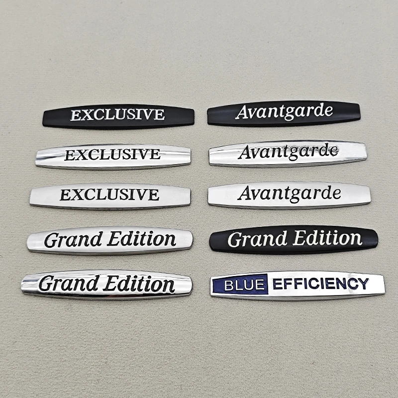 3D Metal Chrome Black Car Fender Side Logo EXCLUSIVE Avantgarde Grand Edition Blue EFFICIENCY Emblem Decals Stickers Accessories