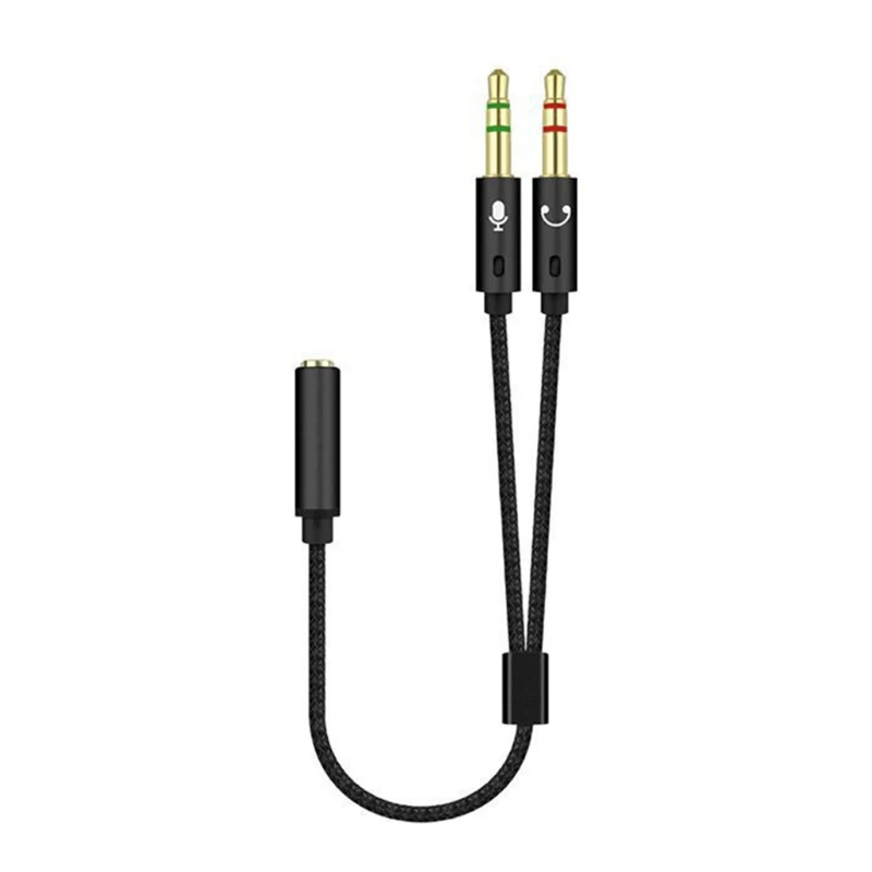 Cavo sdoppiatore per cuffie per computer Cavo ausiliario adattatore per microfono sdoppiatore audio Y da 3,5 mm femmina a 2 maschi