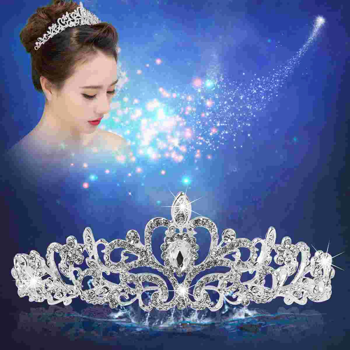 

TINKSKY No Comb Wedding Bridal Prom Shining Crystal Rhinestones Crown Tiara Headband (Silver) Crystal rhinestone headband