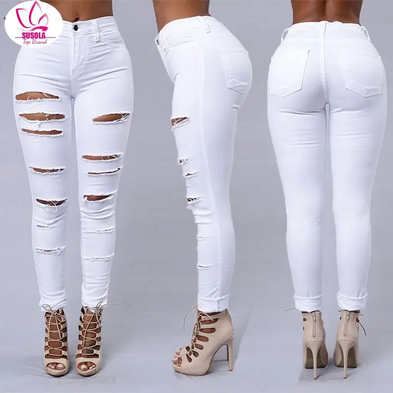 

SUSOLA Lady Hot Sale Ripped Jeans for Women Sexy Skinny Denim Trend Street Casual Pencil Pants Female Spring and Summer Clothing