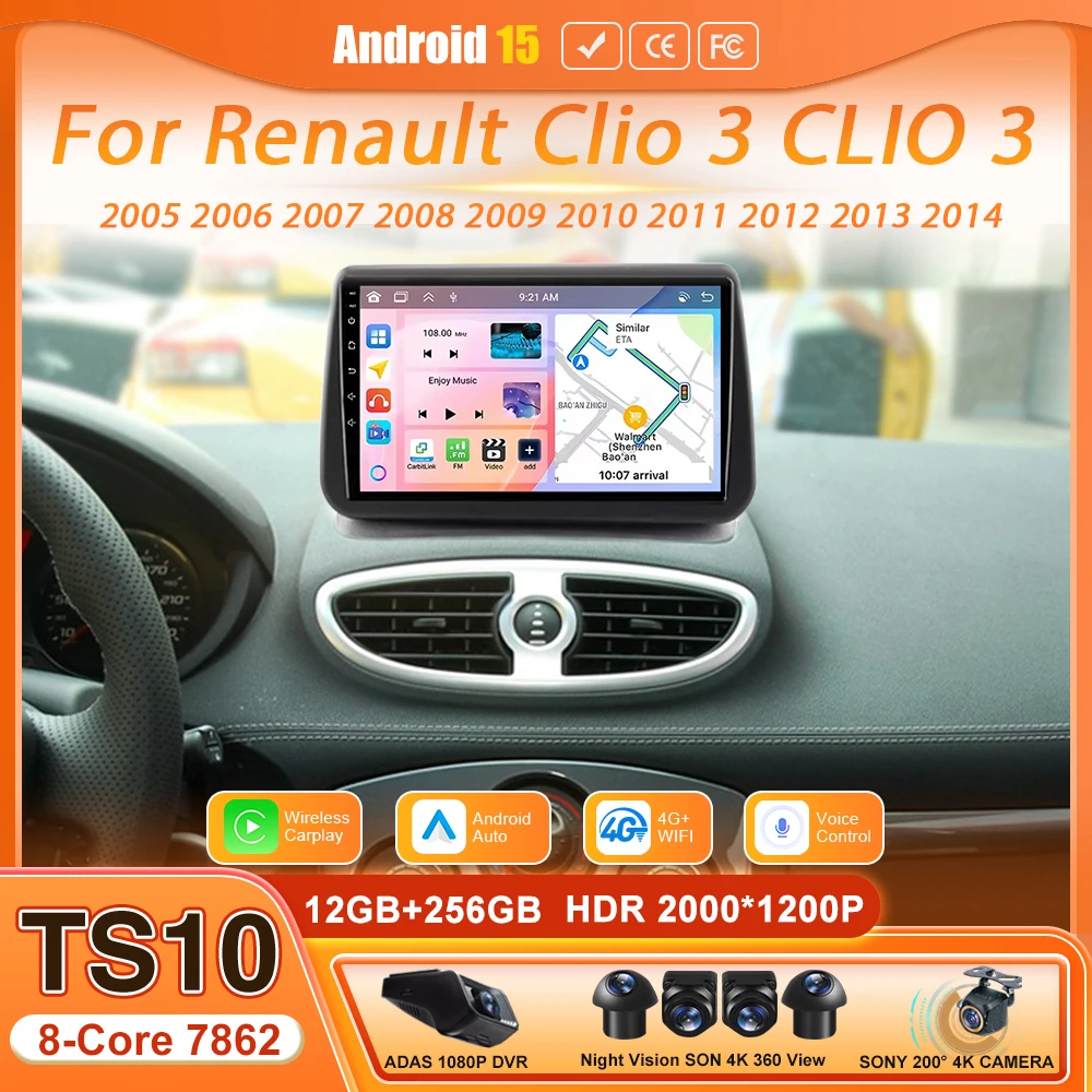 Radio Multimedia para Auto con Pantalla, Reproductor de Video, Estéreo, Navegación GPS 2din para Renault Clio 3 CLIO 3 2005 - 2014