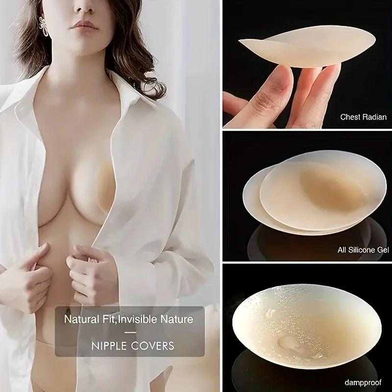 

1Pair Reusable Invisible Adhesive Bras Seamless Washable Silicone Nipple Cover Breathable Chest Pad Women Underwear