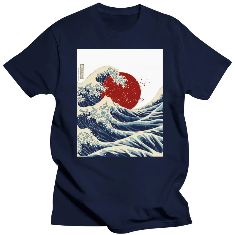 Fukushima Sun Waves Ukiyo E Printed Man T Shirts Comfortable Loose Tshirts Fashion Breathable Tops Vintage Brand Male T-Shirts