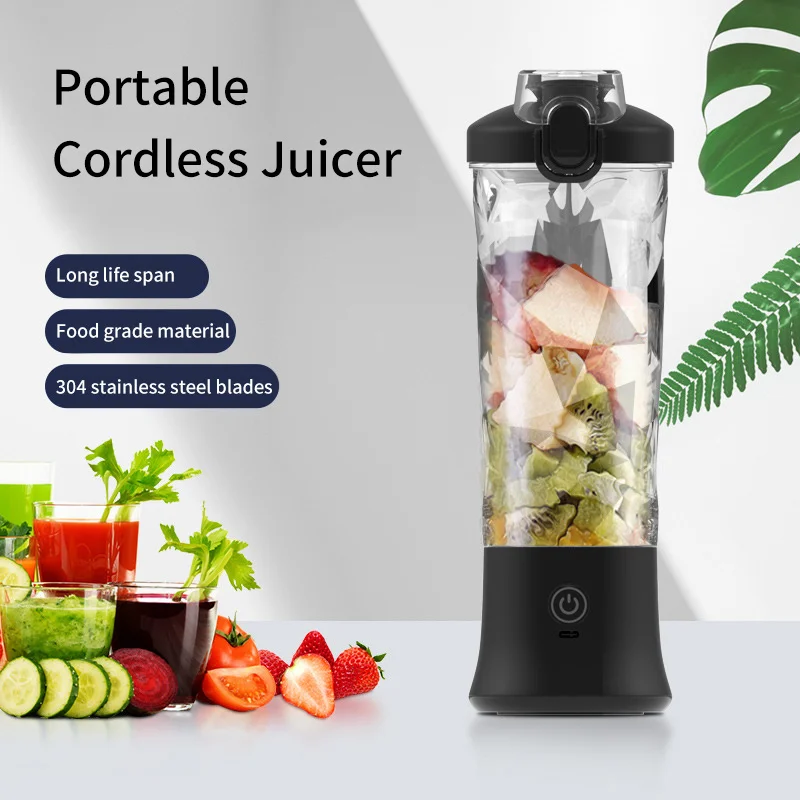 Portable Blender Juicer Multifunctional Usb Charging 600ml Electric Juicer Machine Fresh Fruit Juice Blender Smoothie Cup Bottle