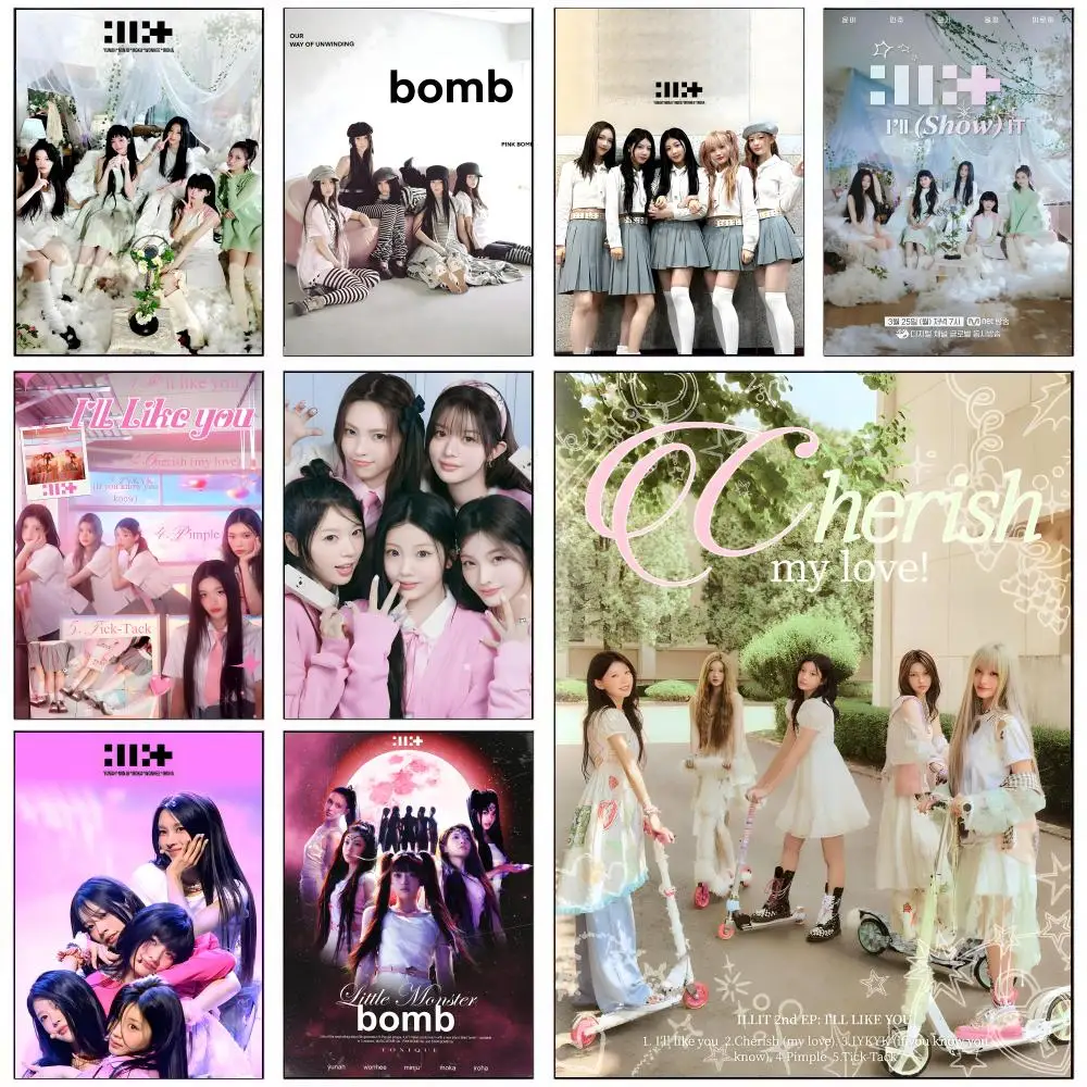 Banda k-pop I-ILLIT-S cantor cartaz removível adesivo de parede auto adesivo arte mural escritório em casa sala de estar sala de jantar decoração da parede