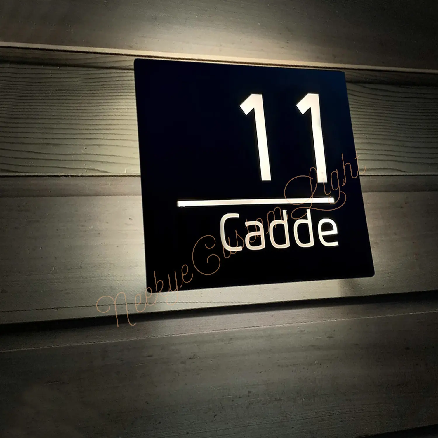 Imagem -05 - Personalizado Acrílico Casa Sinal Numérico com Luz Led Caixa Personalizada Laser Cut Modern Nome da Loja Placa Endereço Luxo Porta Placa