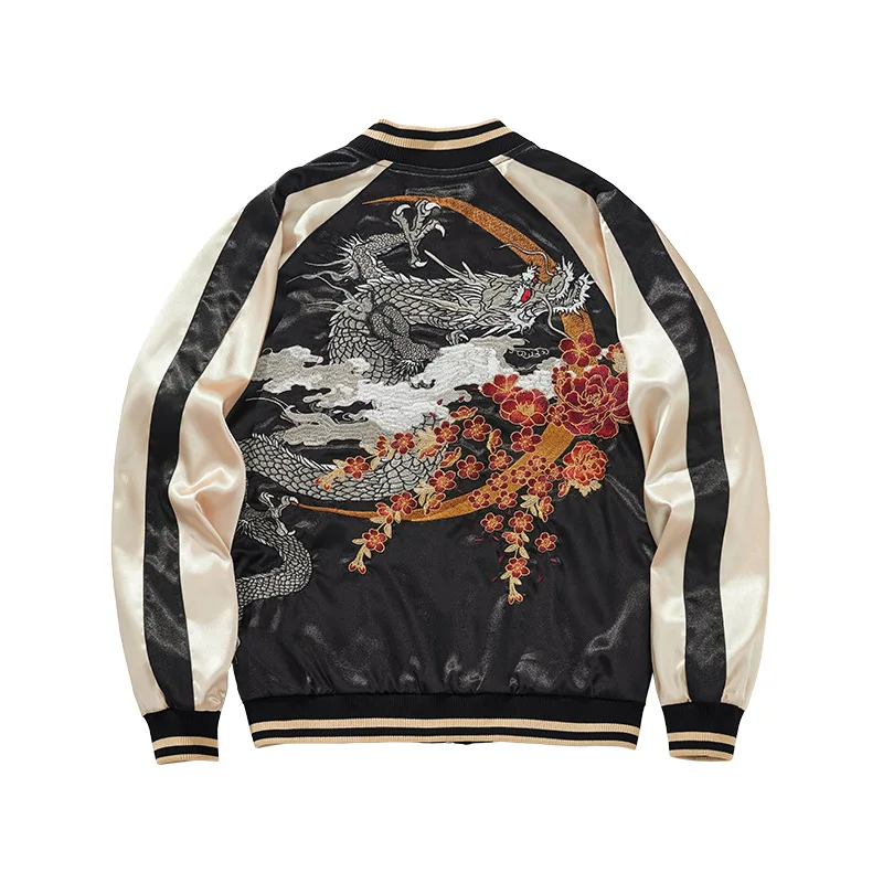 

Sukajan Bomber Men Jacket Satin Luxury Drogan Embroidery Baseball Coat Spring Autumn Japan Streetwear Hiphop 2025 Z1