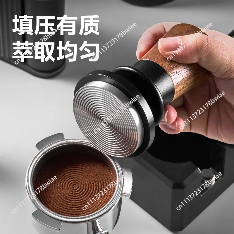 Italian coffee powder press, walnut solid wood elastic thread bottom 51/53/58 mm powder press hammer