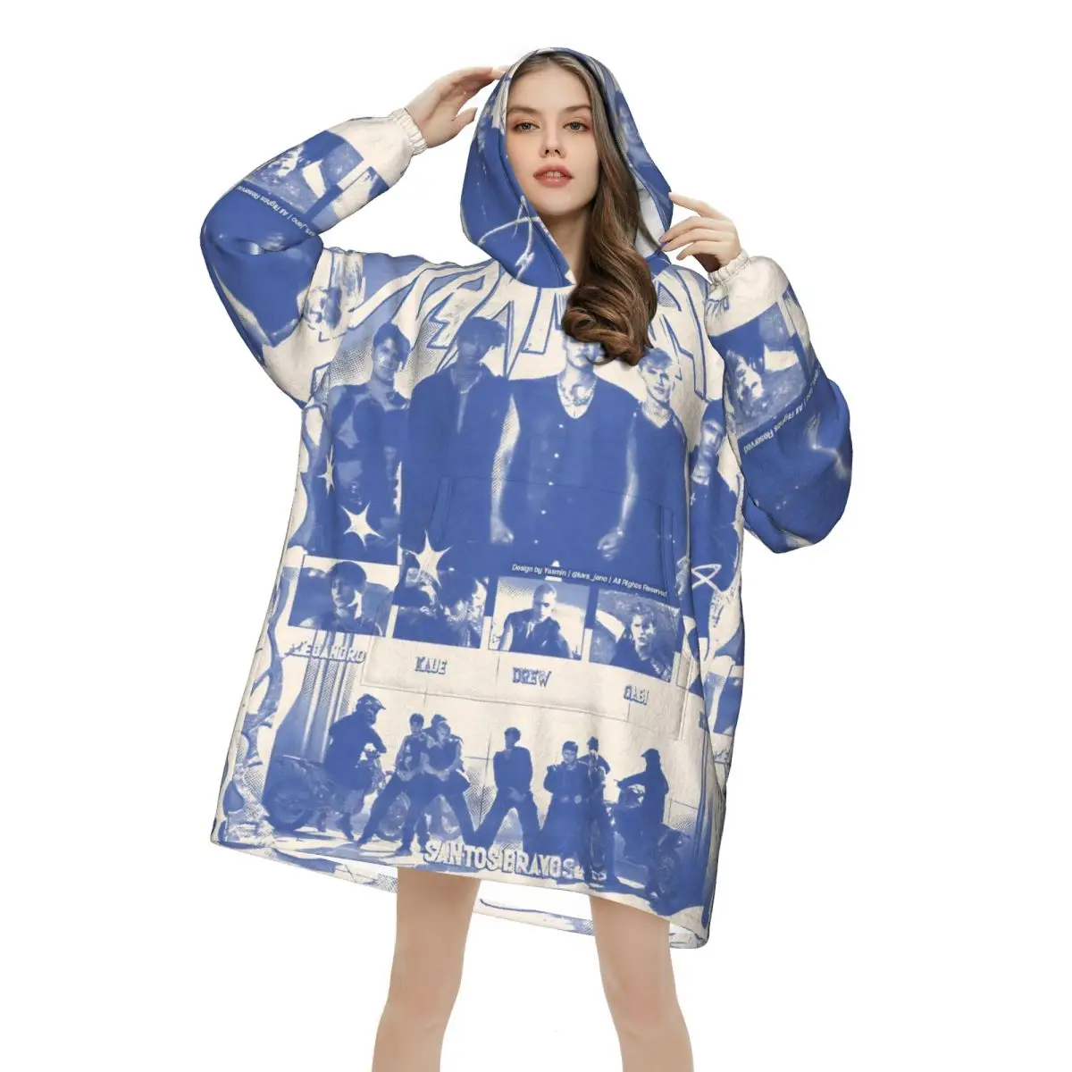 Santos Bravos Boy Group Wearable Blanket Hoodie for Women Men Oversized Sweatshirt Blanket with Pocket
