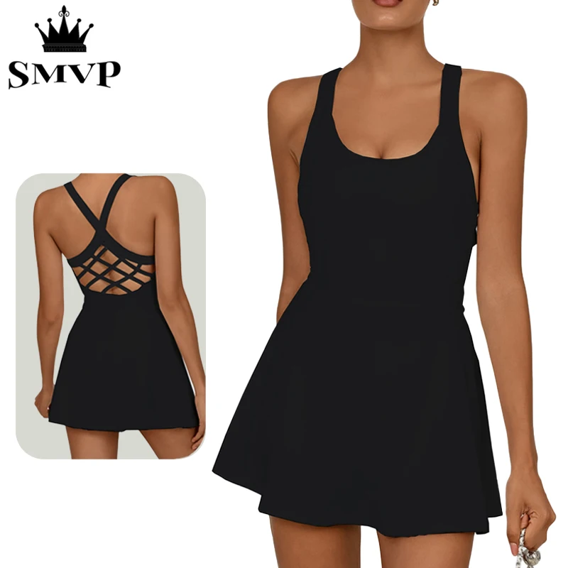 

Smvp beautiful back yoga one-piece skirt quick-drying sports fitness badminton tennis training women's clothing