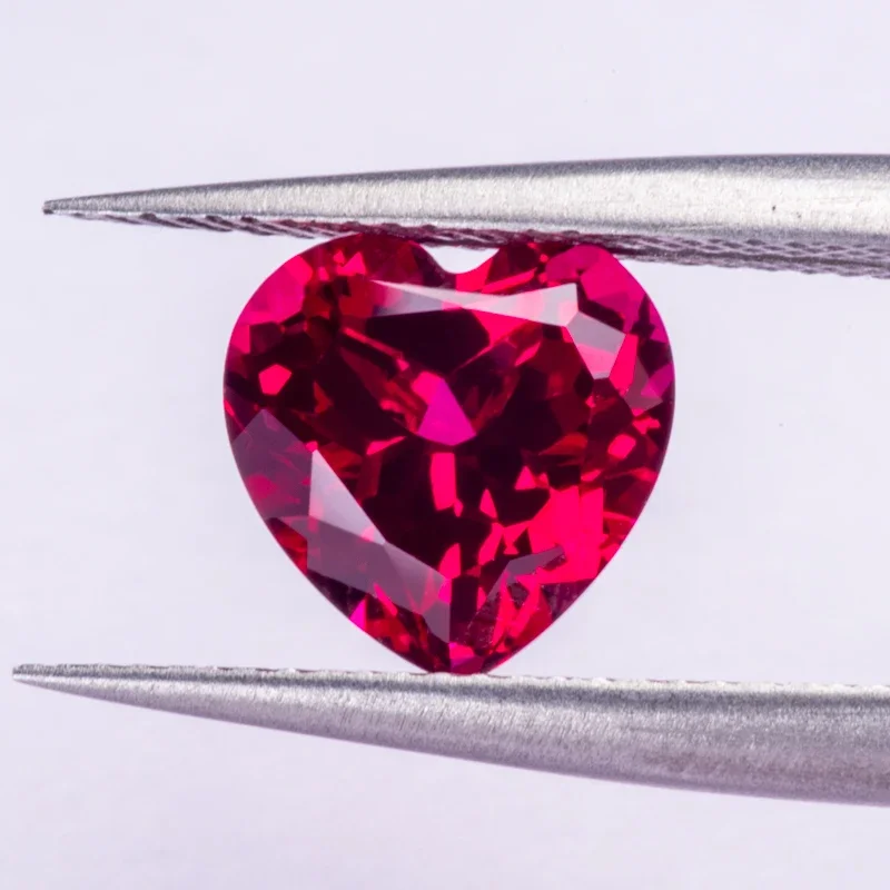 Lab Grown Ruby Rubellite Color Heart Shape Extremely Shiny Quality DIY Charms Ring Necklace Earrings Materials AGL Certificate
