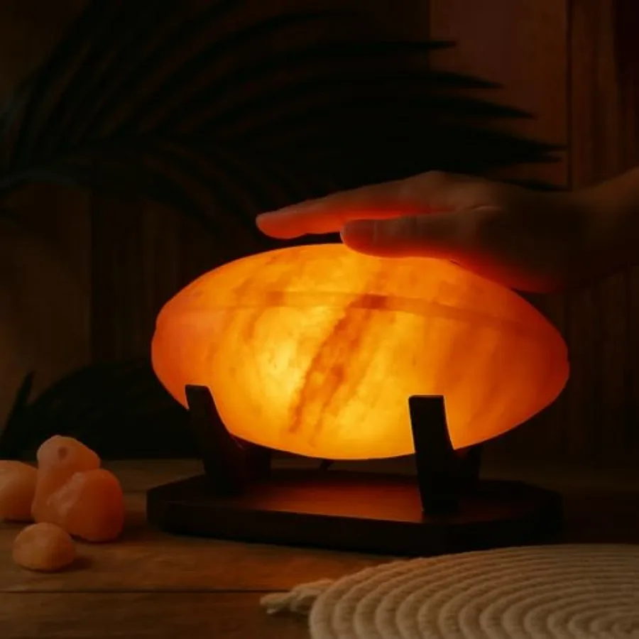 Himalayan Salt Lamp Football Shape Natural Foot Salt Lamp for Relaxation and Therapy, Handcrafted Pink Salt Rock, Alternative t