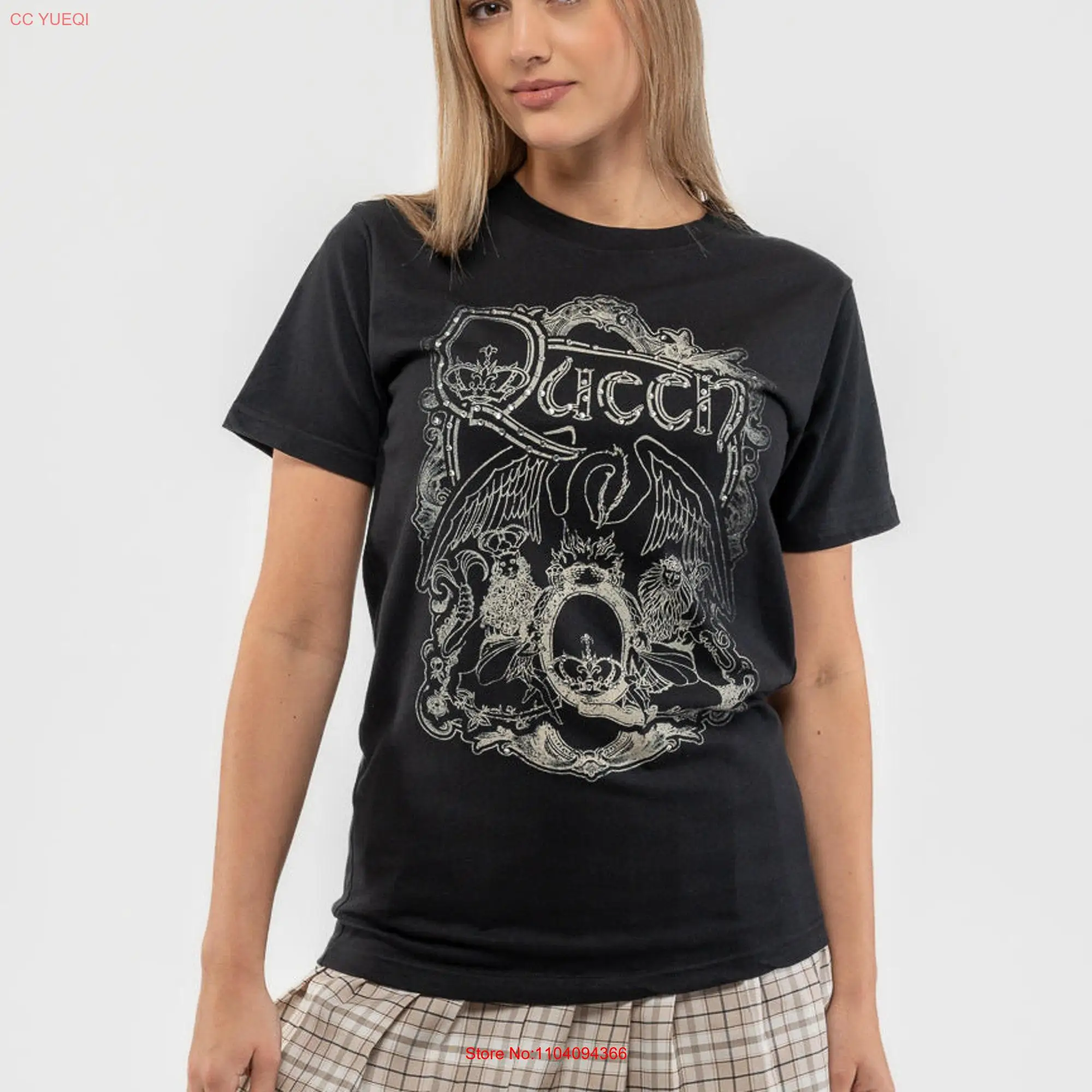 Queen Diamante Classic Crest T Shirt long or short sleeves