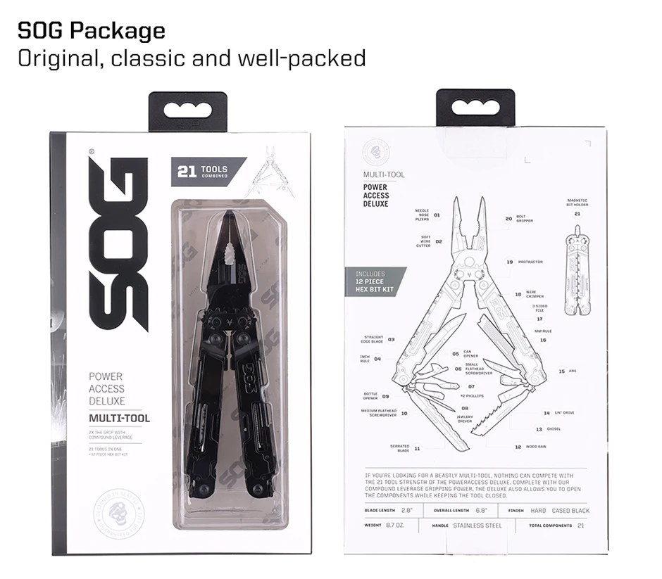 SOG 21-in-1 Professionelles Multitool mit Säge, Schraubendreher-Sets, Klappmesser, EDC Multifunktionszange, Handwerkzeuge, Taktische Ausrüstung – Detail 14