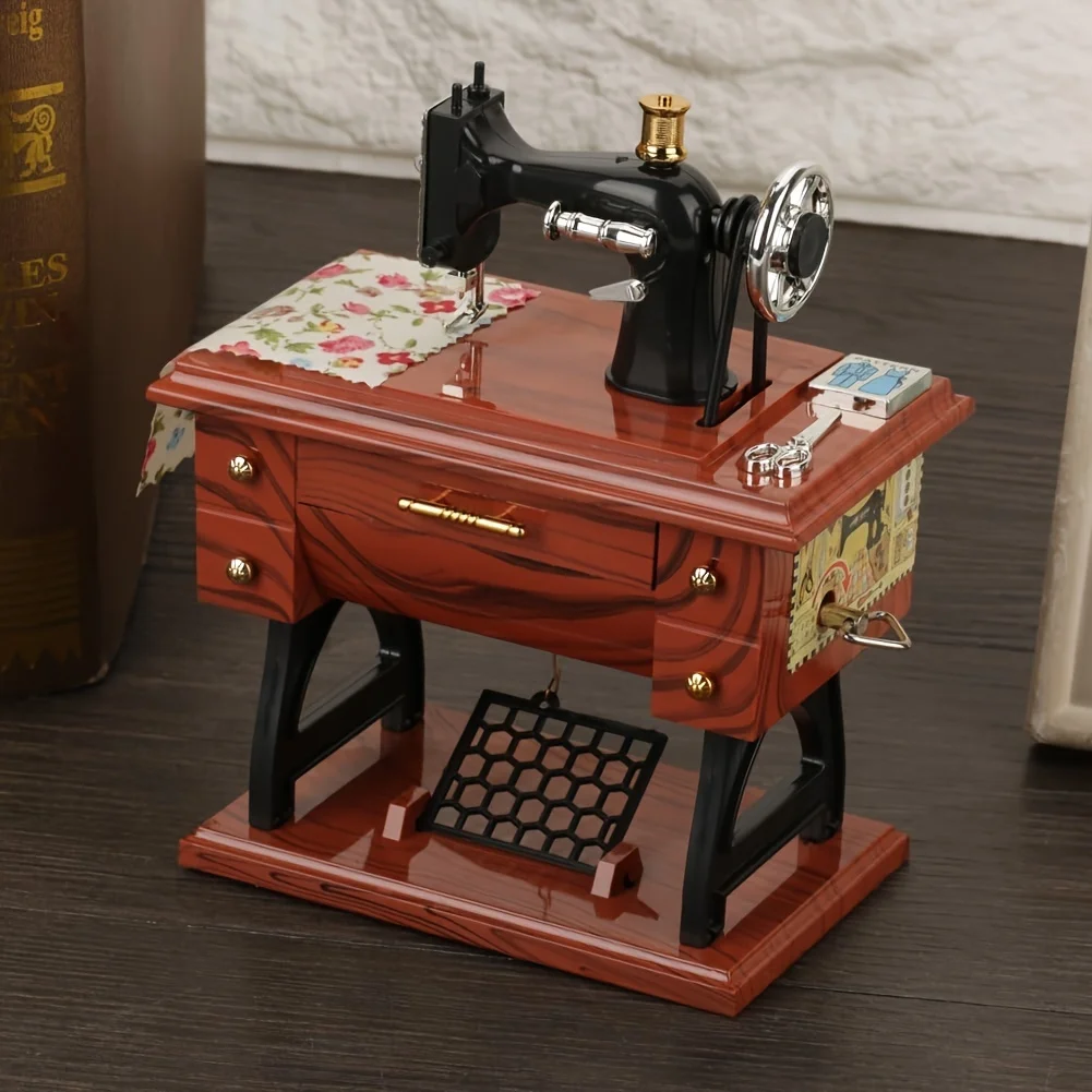 Vintage Sewing Music Box, Clockwork Music Box Mini Retro Music Box for Birthday Present.Mother's Day gifts, meaningful gifts