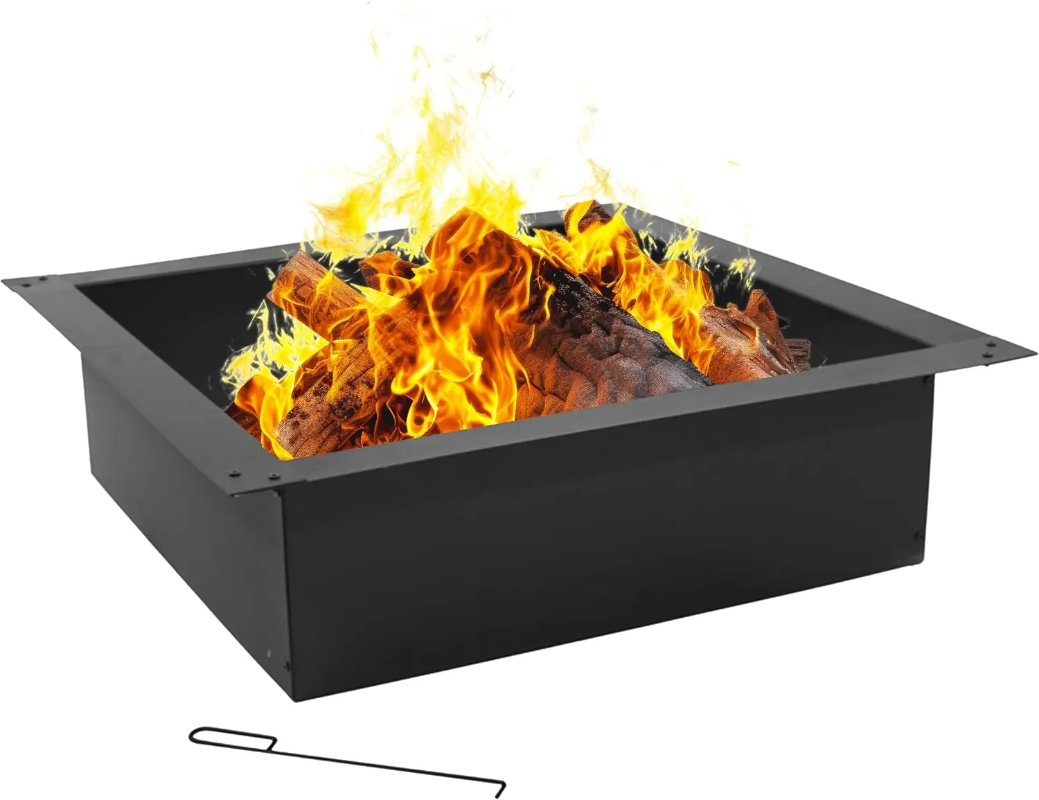 Sunnydaze Outdoor Steel Square Fire Pit Ring Insert, 42