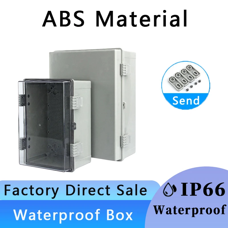 

IP66 Waterproof Junction Box Gray/Transparent Electrical Enclosure ABS Plastic Connections Box Outdoor Power Distribution Case