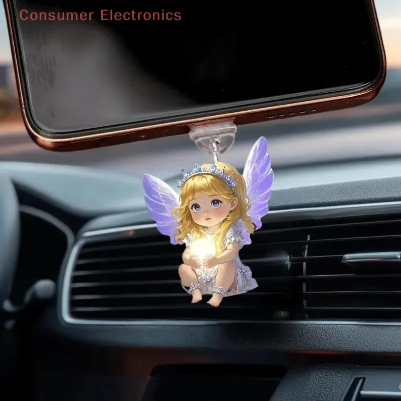 Pack of 2, Adorable Angel Fairy Cat Dust Plugs for Phones with Type-C Interface, DIY Accessory