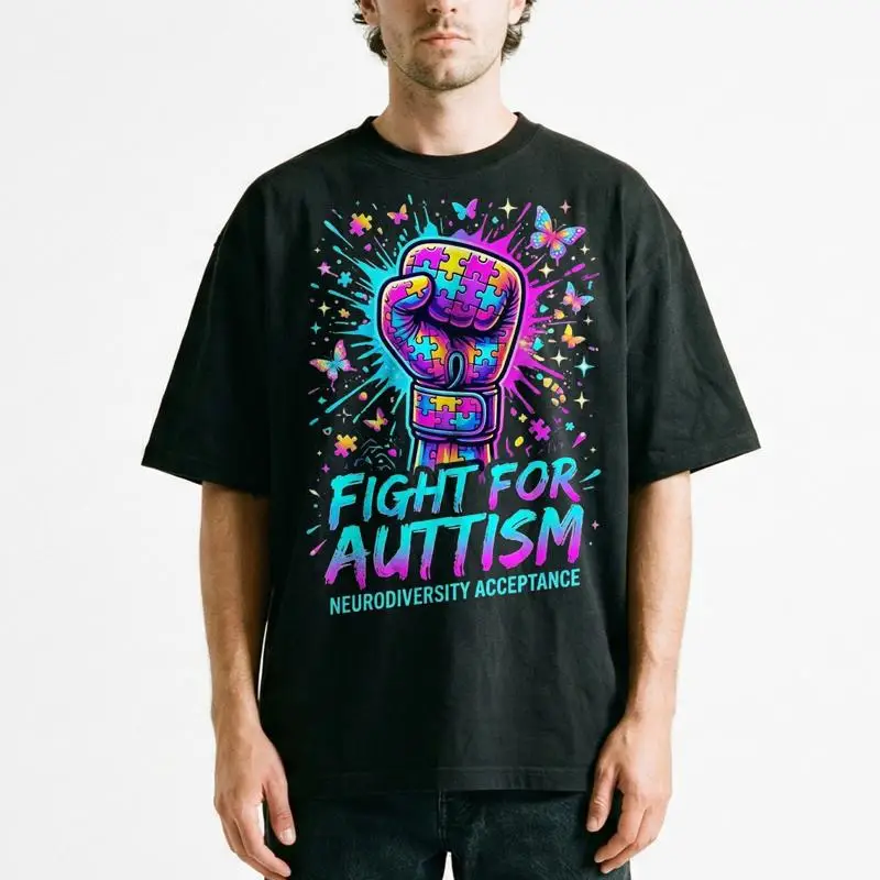 Fight For Autism Neurodiversity Acceptance Puzzle Fist T-Shirt